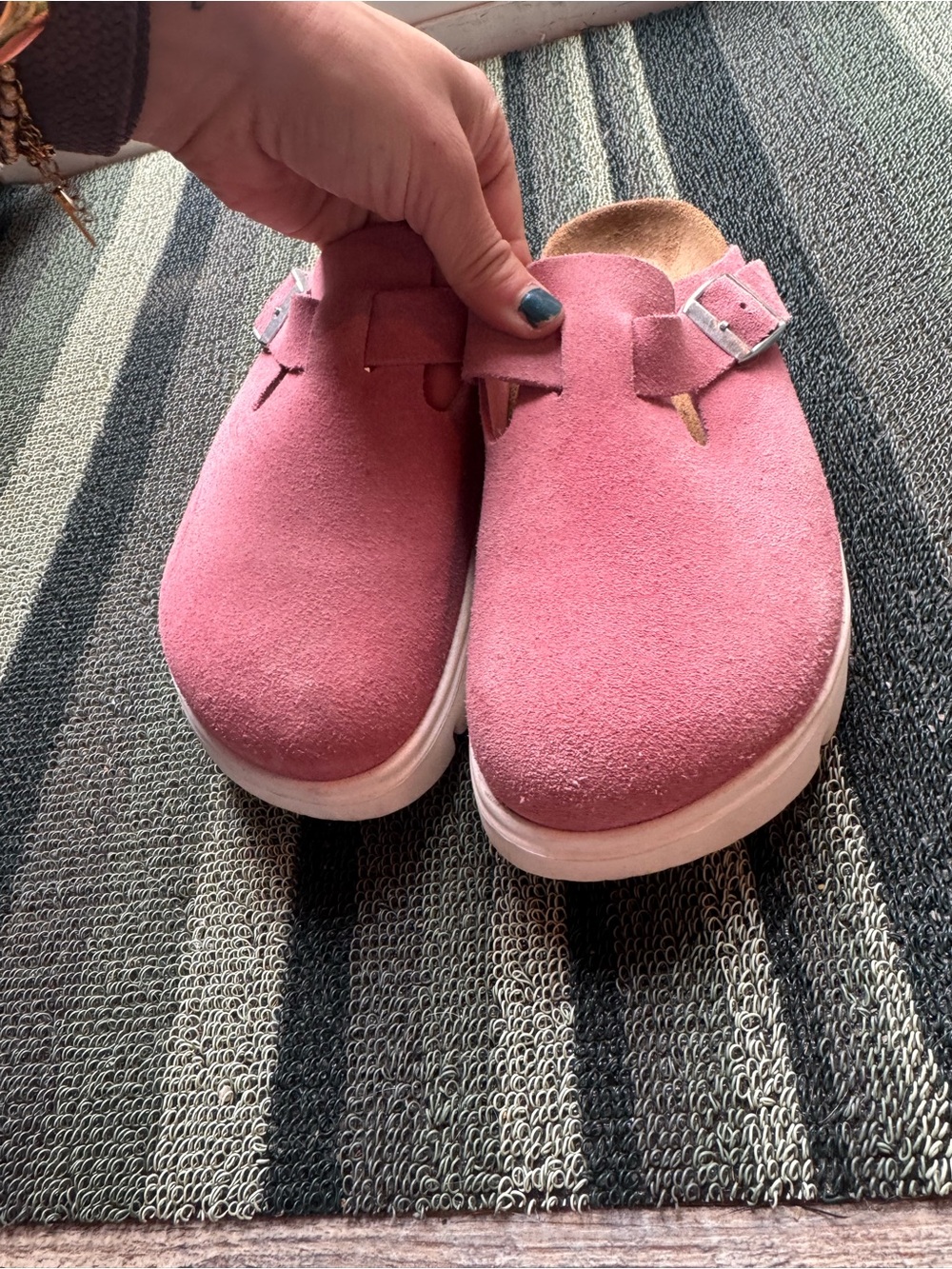 Birkenstock Papillio Pink Suede Clog Mules - Picture 6 of 9